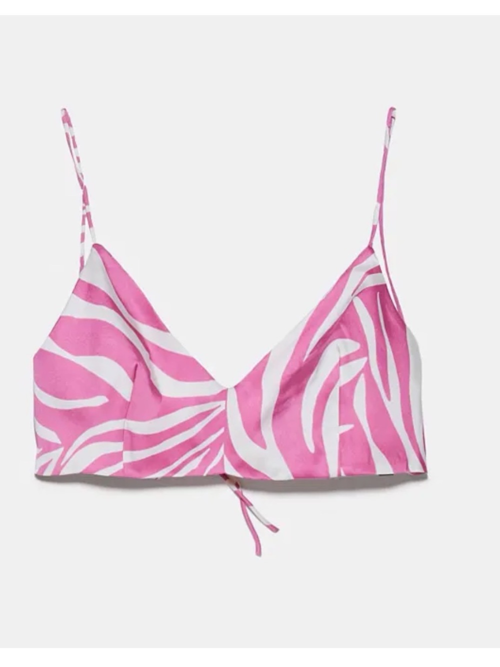 Zara Pink & White Zebra-Print Cropped Cami S